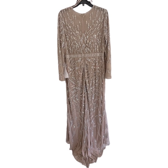 Mac Duggal Beaded Long Sleeve evening gown 5124 Mocha size 14 - Picture 9 of 11